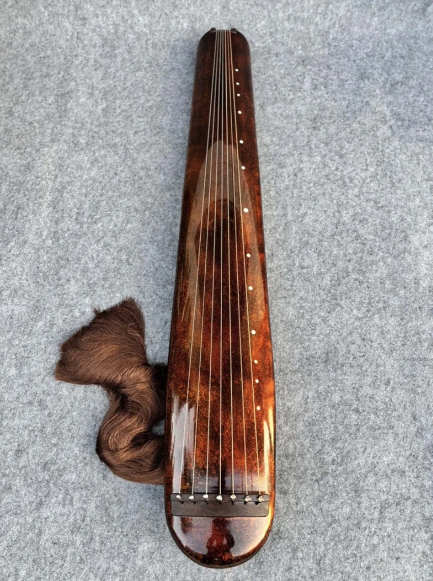Hundun Style Guqin, Temple Aged Chinese Fir Soundboard, Deer Antler Frost Lacquer Base, Natural Raw Lacquer, Gold Dust Craft, Tr