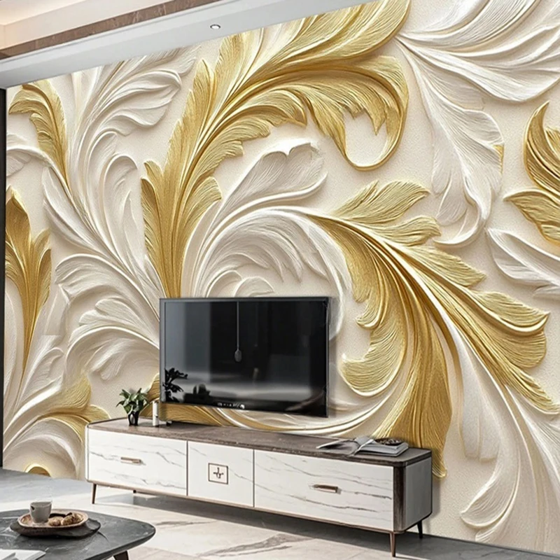 Large Custom 3D Feather Wall Mural Chinese Style Abstract Wallpaper For Living Room Bedroom Home Decor Background Painting