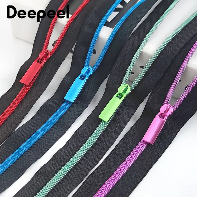 2/5Meters 5# Nylon Zipper Tape & Zip Sliders Colored Tooth Coil Zippers Bags Jacket Zips Repair DIY Sewing Closures Accessories