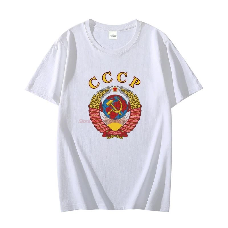 Russian Classic graphic t shirts With Ussr Emblem And Anthem Cotton Oversized t-shirt short sleeve t-shirts Men\'s clothing