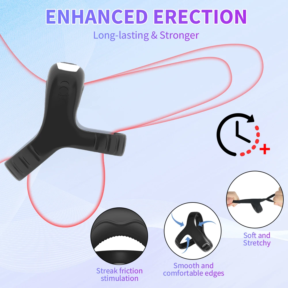 Vibrating Penis Ring for Men Delay Ejaculation Cock Rings for Male Vibrators Cockring Sex Toys Goods for Couple Adults 18 Shop