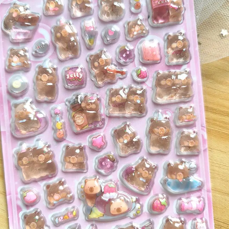 

1 Sheet Random 3D Relief Capybara Sticker Reward Stickers DIY Handcrafts Notebooks Phone Case Luggage Laptop Decals Gift