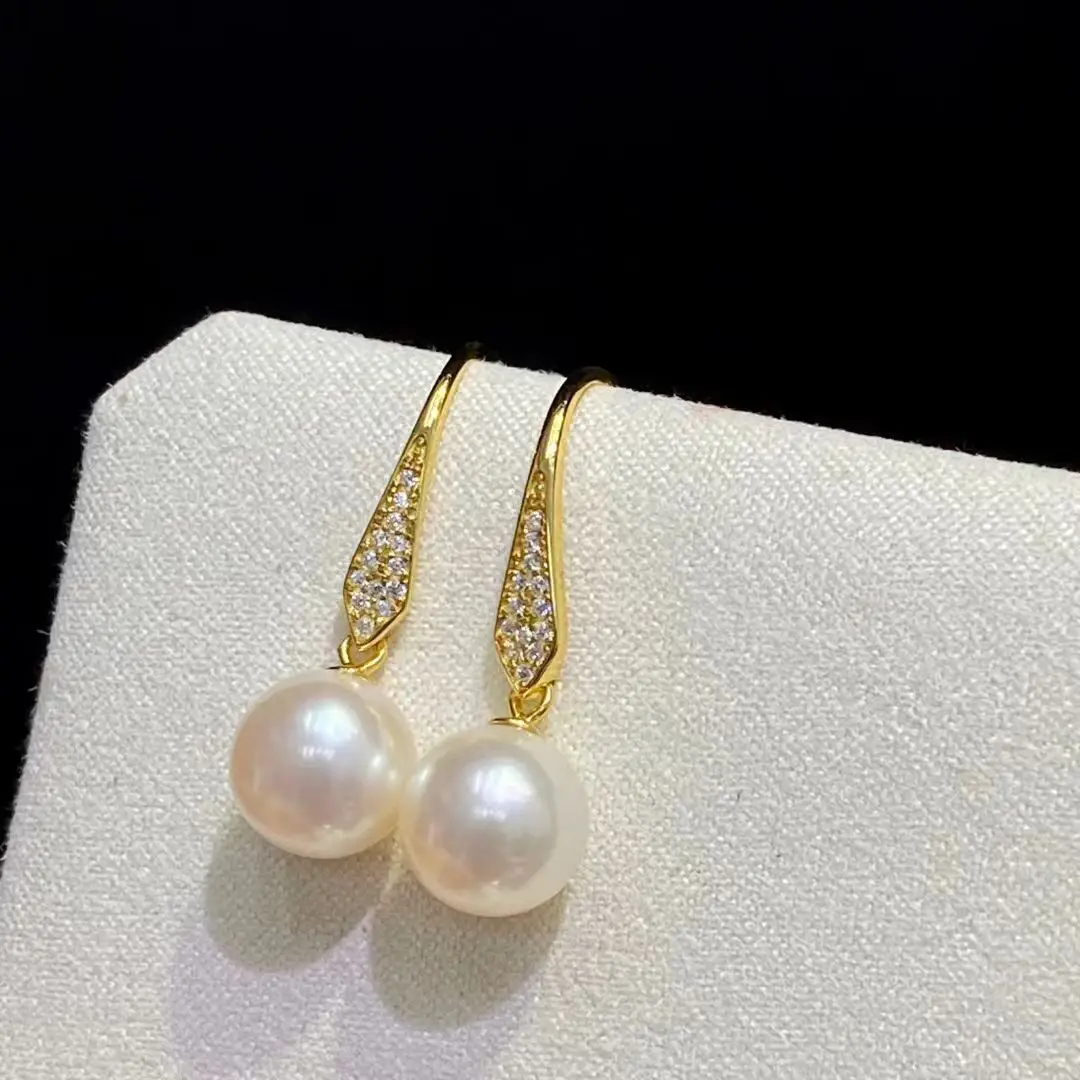 

Wholesale S925 Sterling Silver Earrings Mount Findings Settings Base Mounting Parts Accessory for 8-10mm Pearls 5 pairs/lot