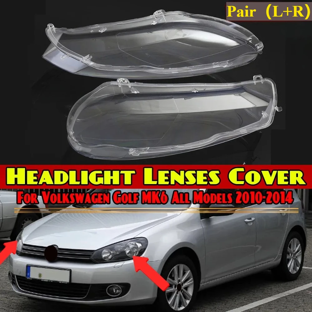 Paar Scheinwerfer-Abdeckungen für VW Golf 6 MK6 GTI R 2010-2014, transparente Lampenschirme, Scheinwerfergehäuse, Scheinwerferabdeckung