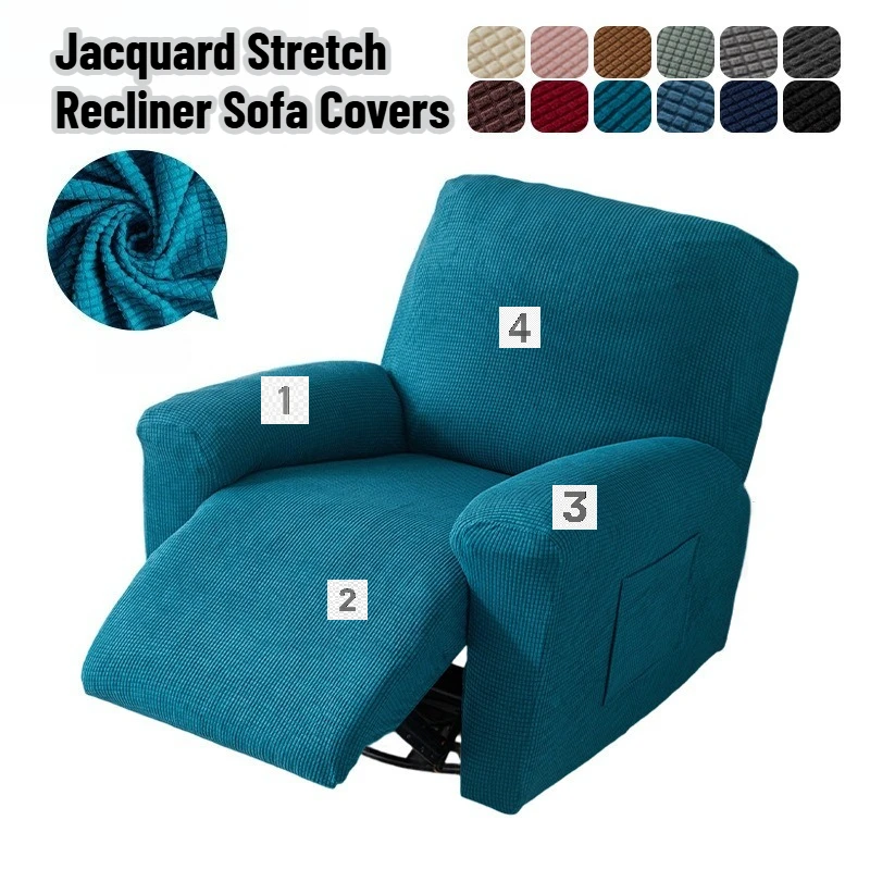 1/2/3Seater 4/6/8PCS Stretch Recliner Sofa Covers Elastic Split Armchair Chair Cover Non-Slip Chairs Slipcovers for Living Room