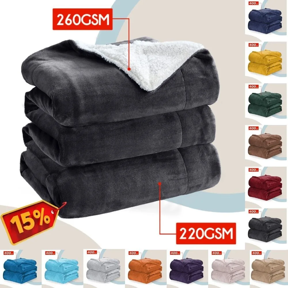 

Luxury Heavy Flannel Sherpa Reversible Throw Blanket for Couch and Home Decor Anti Pilling Non Shedding Cozy Warm Fleece Blanket