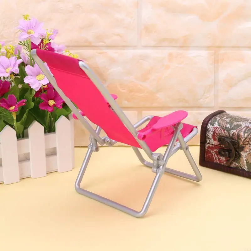 T3LA Folding Chair for Doll Beach Lounger Dollhouse Furniture Miniature Simulati