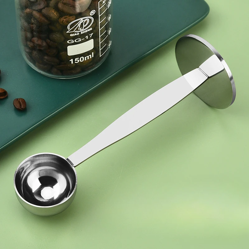 Coffee Powder Press Spoon Stand Tamping Tools, Dual Purpose Scoop, Coffee Bean, Measuring, 2 in 1