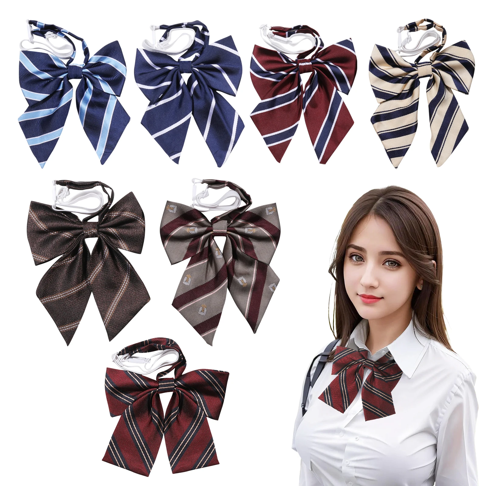 

Галстук-бабочка для девочек в японском стиле JK, полосатый, ручной работы, модный, в стиле колледж, с цветочным узором, для женщин, корейский косплей