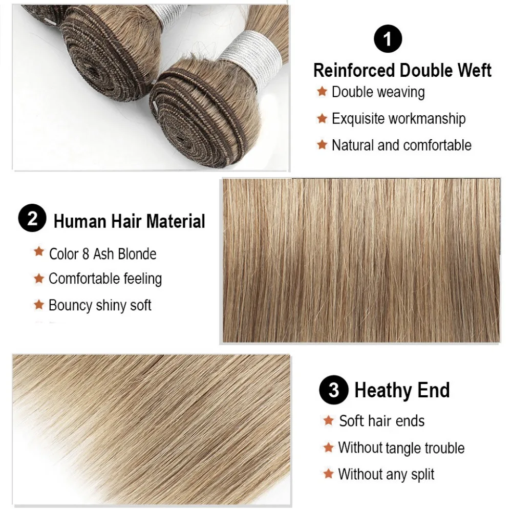 Mogul Haar 1 pc glattes Haar Bündel Farbe 8 asch blonde Farbe 27 honig blondes Haar weben Bündel remy Echthaar verlängerung