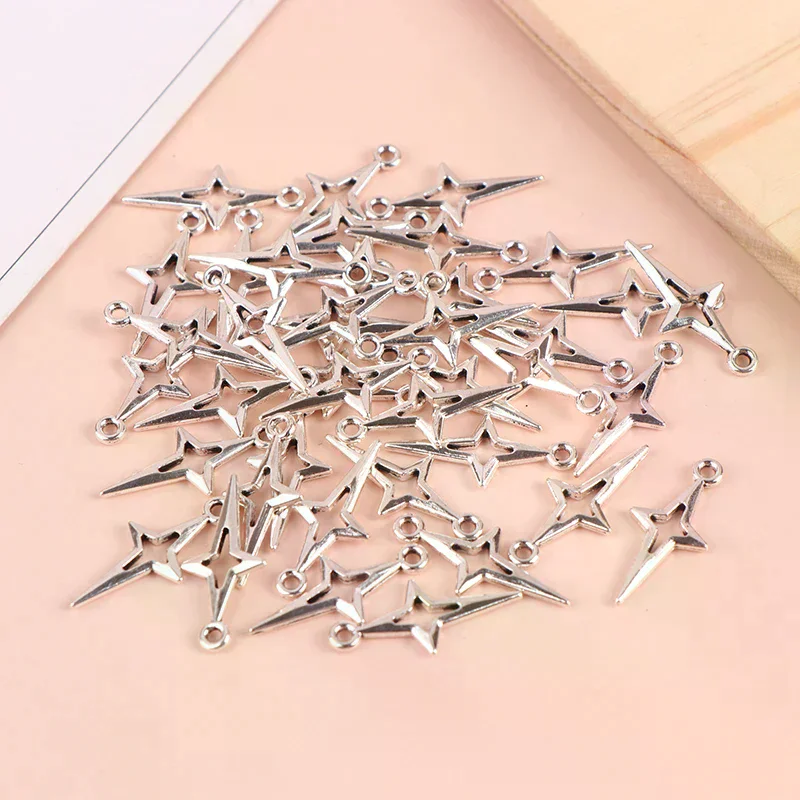 

40pcs 23x10mm Antique Silver Color Openwork Star Charms For Jewelry Making Diy Accessories