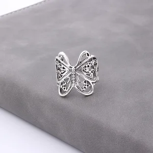 Anel de borboleta boho retrô para mulheres, cor prata, coruja, anjo, asa, gato, animal, anéis de abertura irregulares, presente da jóia vintage, moda 10 principais vendas anel asas anjo - №2