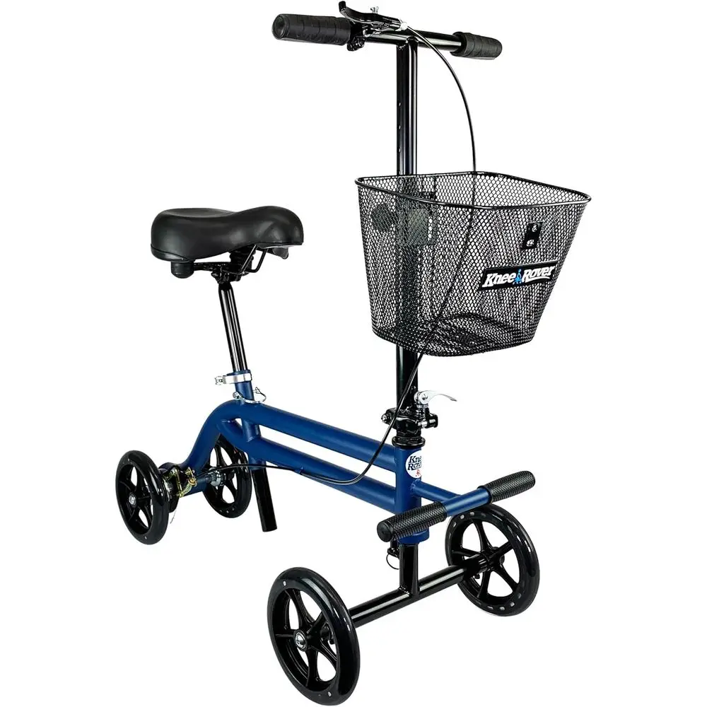 

Seated Mobility Scooter with Leg Rest and Cushioned Seat - Comfortable Knee Walker for Leg, Ankle, and Foot Injuries (Blue)