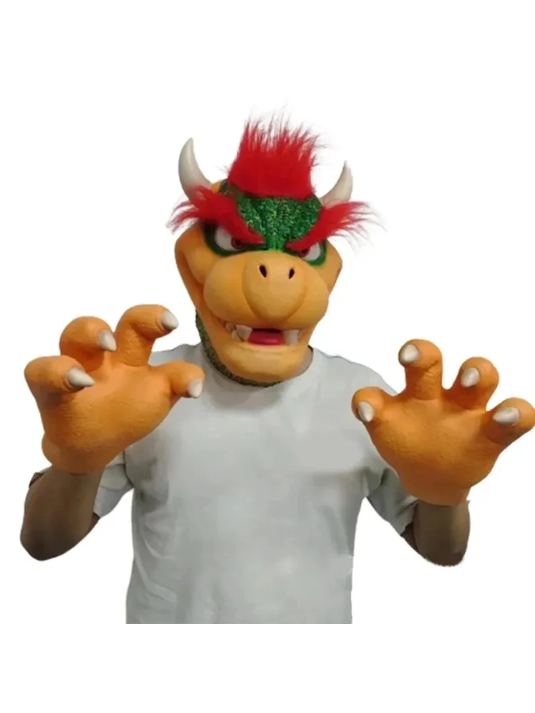 ❤ Bowser – accessoires de Cosplay, masque facial en Latex, masques de jeu de rôle pour fête d'halloween, gants, accessoires pour Costumes pour adultes, cadeaux ★ ❤ ★