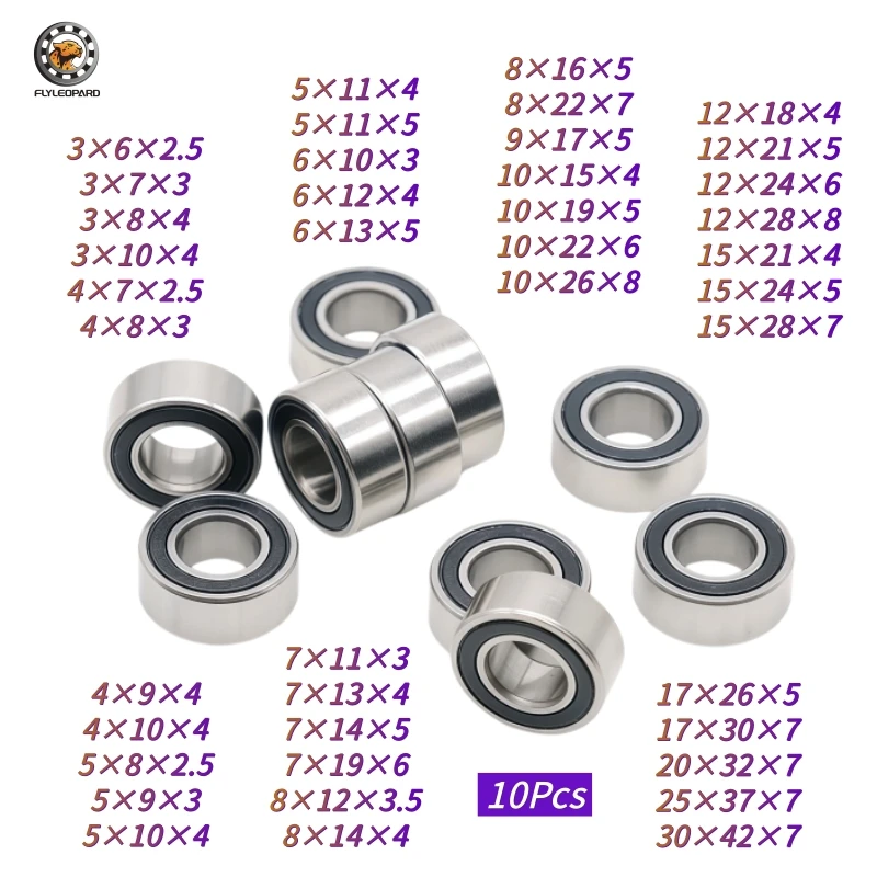 10Pcs SMR84-2RS 4X8X3  SMR85RS 5x8x2.5  S6900RS 10x22x6  ABEC-7 440C Stainless Steel Ball Rubber Bearing Fishing Reel Bearing