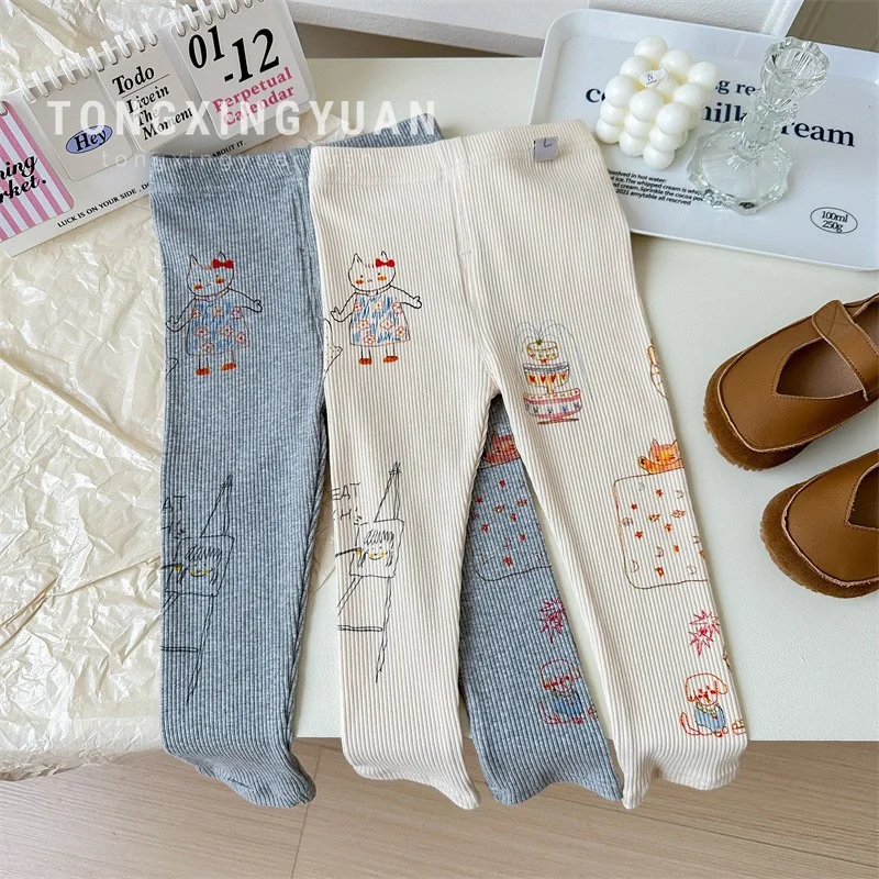 Girls' Autumn Underwear Leggings Western Style All-Matching Trousers2024New Spring and Autumn Slim-Fitting Long Pants Tide