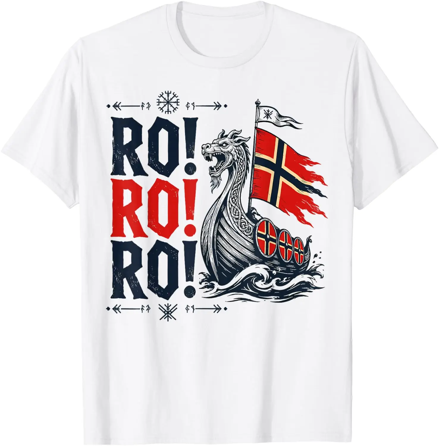 Norway Ro Shirt Norwegian Heritage Viking Ship Flag Boat T-Shirt 100% Cotton Trendy Y2K Short-Sleeve Tee-Soft, Quick-Drying,