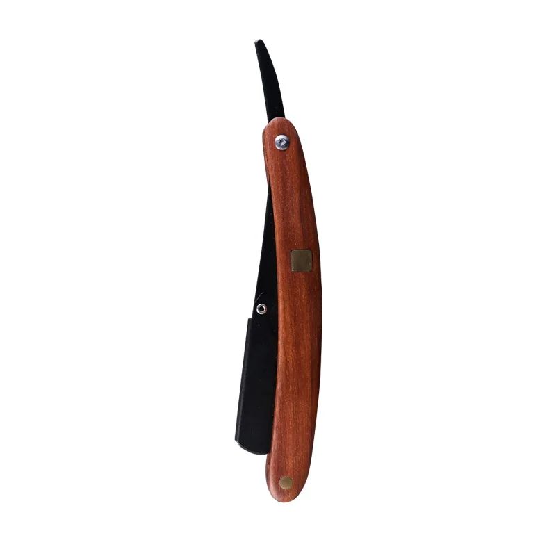Maquinilla de afeitar de madera con borde de peluquero recto Manual para hombre, maquinilla de afeitar para peluquero, depilación, afeitado de pelo de axila y 1 hoja