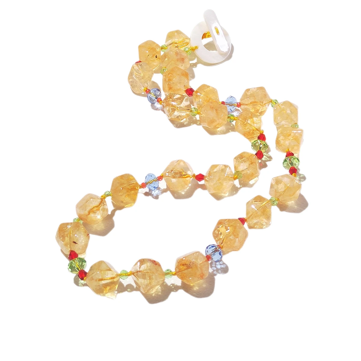 

Lii Ji натуральный камень желтый кристалл кварц красный зеленый кристалл ожерелье 53 см женские ювелирные изделия на складе распродажа