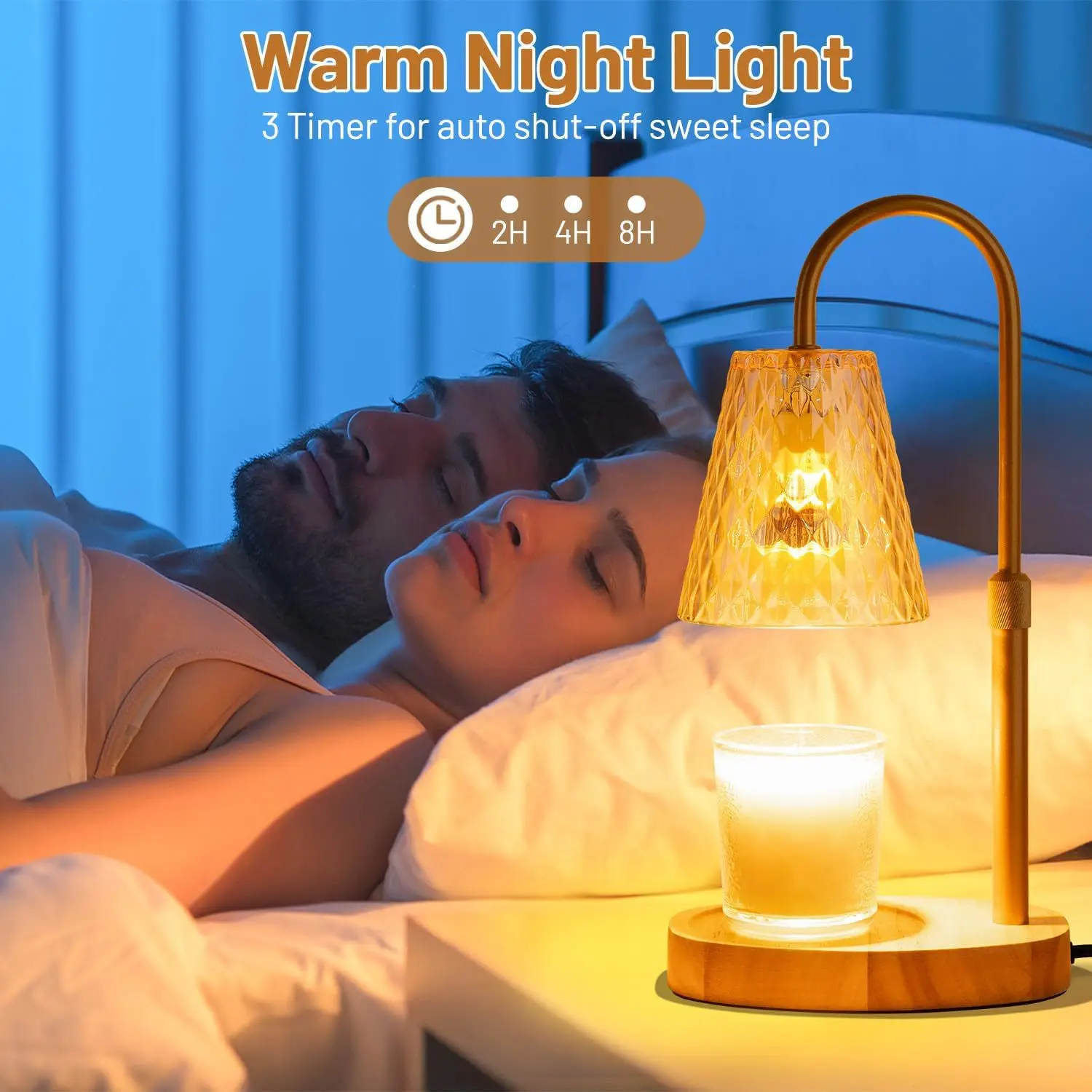 Flameless Wax Melt Warmer Lamp Glass Shade Retro Aroma Candle Light Desk Decor Vintage Scented