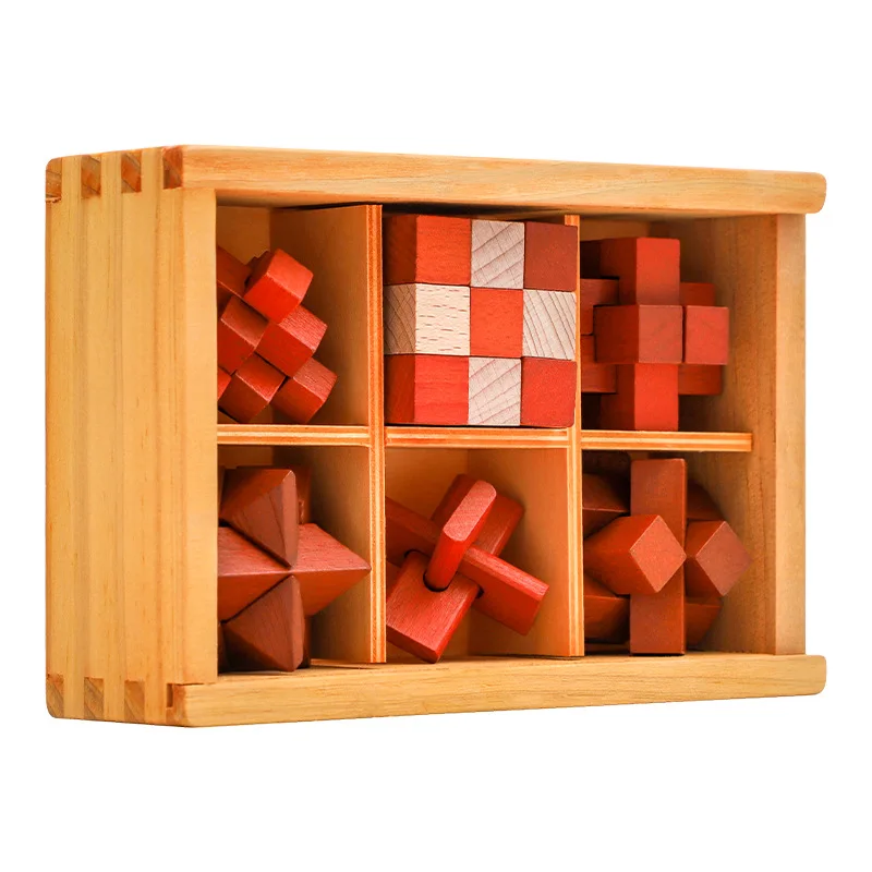 Caja de rompecabezas Luban Lock, rompecabezas de madera, juguetes de prueba IQ, juegos mentales educativos para niños y adultos, el mejor regalo, Rompecabezas de Madera