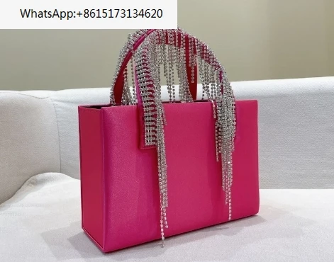 

Rhinestone Tassel Satin Handbags Women New Boutique Diamonds Handle Square Box Evening Clutch Purses And Handbags Wedding Party