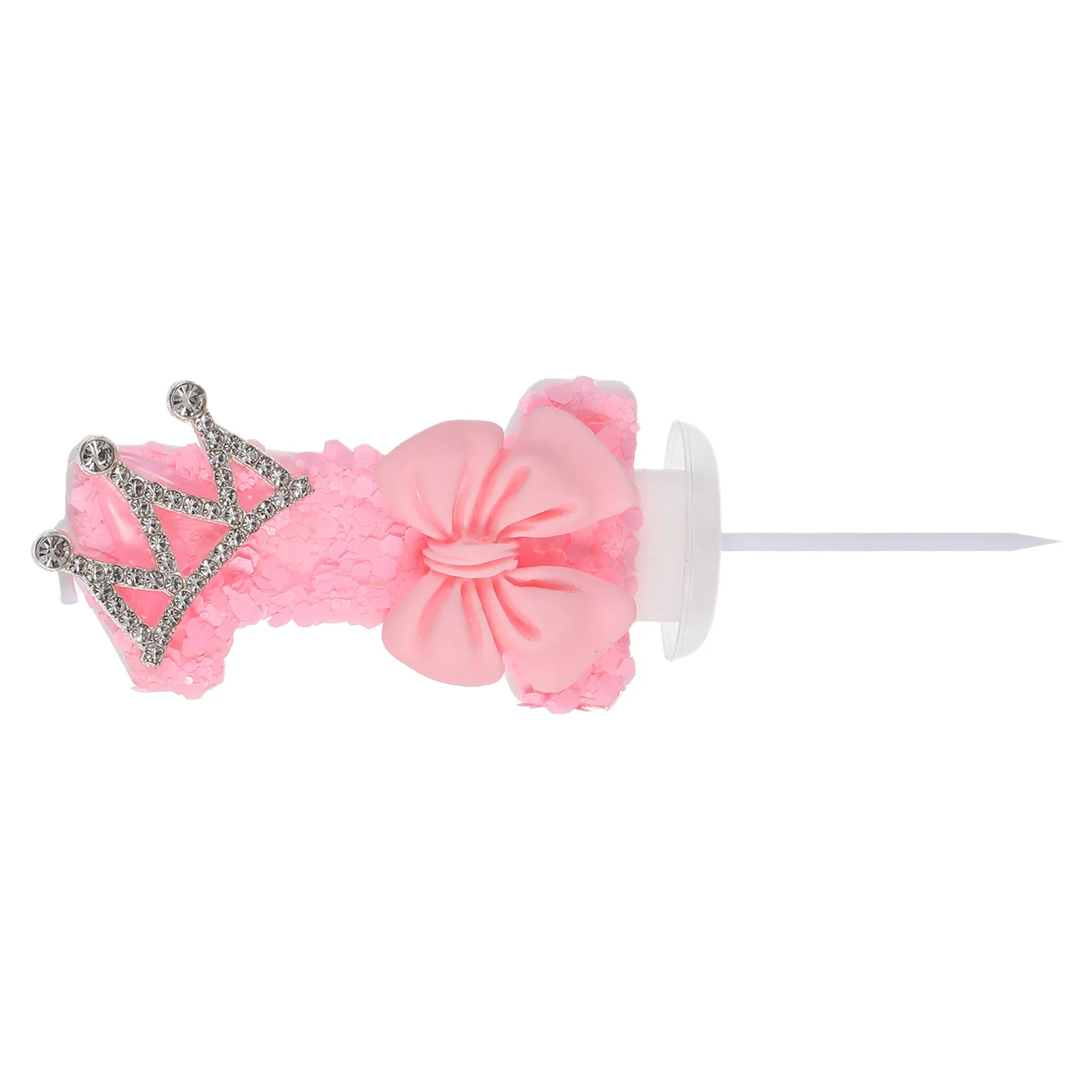 Pink 1St Birthday Bow Crown Number One Cake Decoration Number Candles for Cakes Birthday Party Girl Decorations