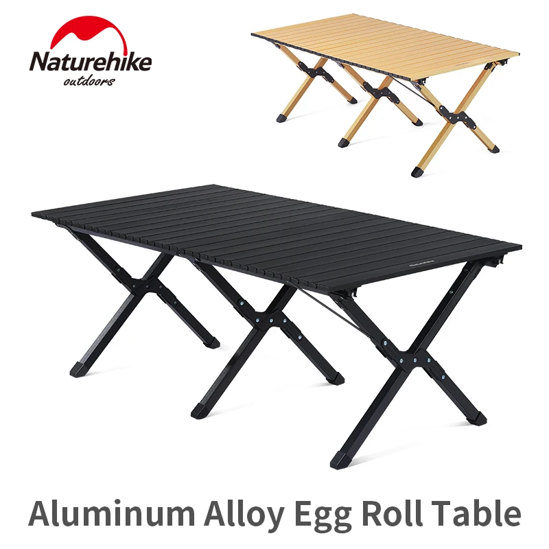 Naturehike Aluminum Alloy Egg Roll Table Camping Portable Folding Desk Table for Outdoor Beach Picnic Lightweight Portable L01