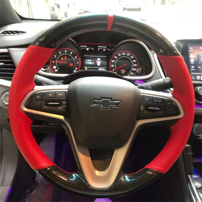 

Hand stitched non-slip Black carbon red Genuine Leather Car Steering Wheel Cover for Chevrolet Sail 2015-2017 Cavalier 2016 2017