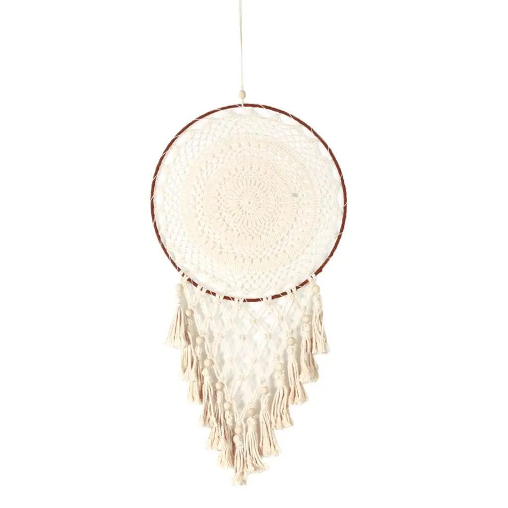 Round Beads Tassels Handmade White Dreamcatcher Wind Chimes