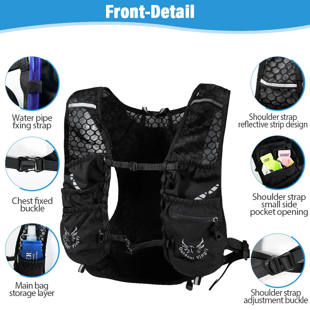 حقيبة جري رياضية خارجية من NEWBOLER قابلة للتنفس للركض والترطيب وخفيفة الوزن لركوب الدراجات مع زجاجة مياه