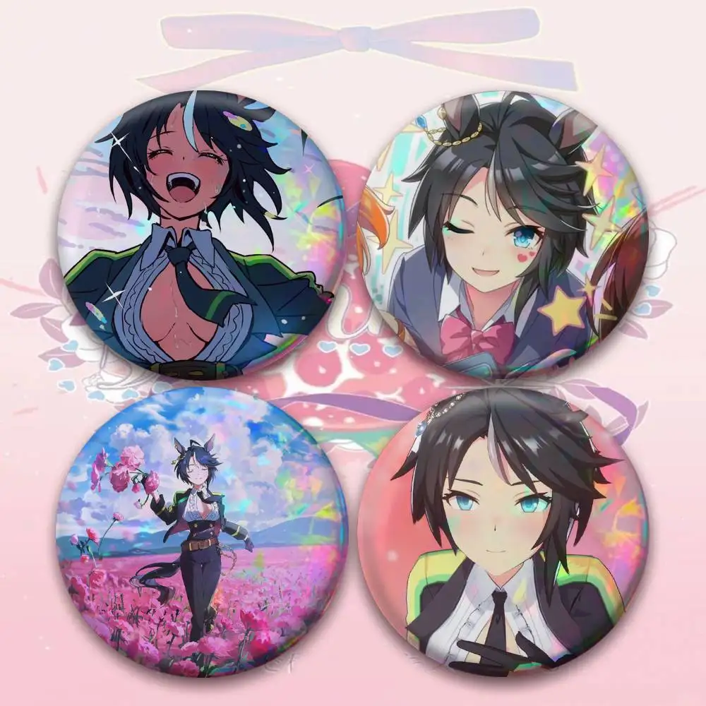 Fuji kiseki Umamusum Laser Badge Creative Pins Brooch for Bag Clothes Hat Decor Gifts Fans Collect