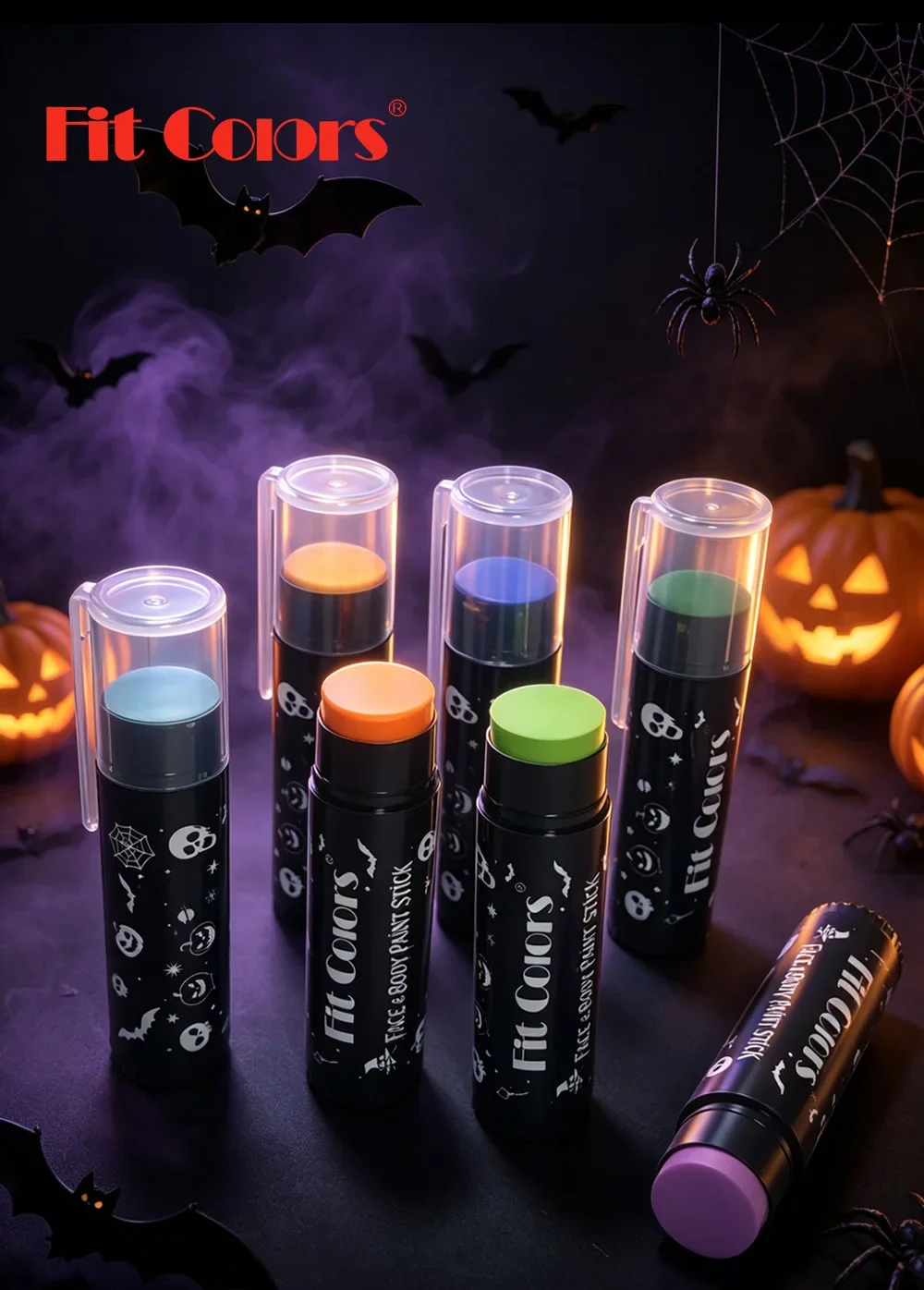 12 Farben Gesichts- und Körperfarbstifte Wasserfeste Matte Schwarze Weiße Mischbare Stifte Langanhaltende Make-up Halloween Kosmetik – Detail 16