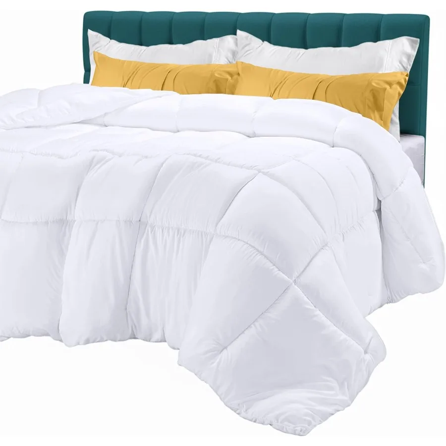 

Queen Size All Season Down Alternative Box Stitched Bed Comforter with Corner Tabs for YearRound Use Machine Washable White Duv