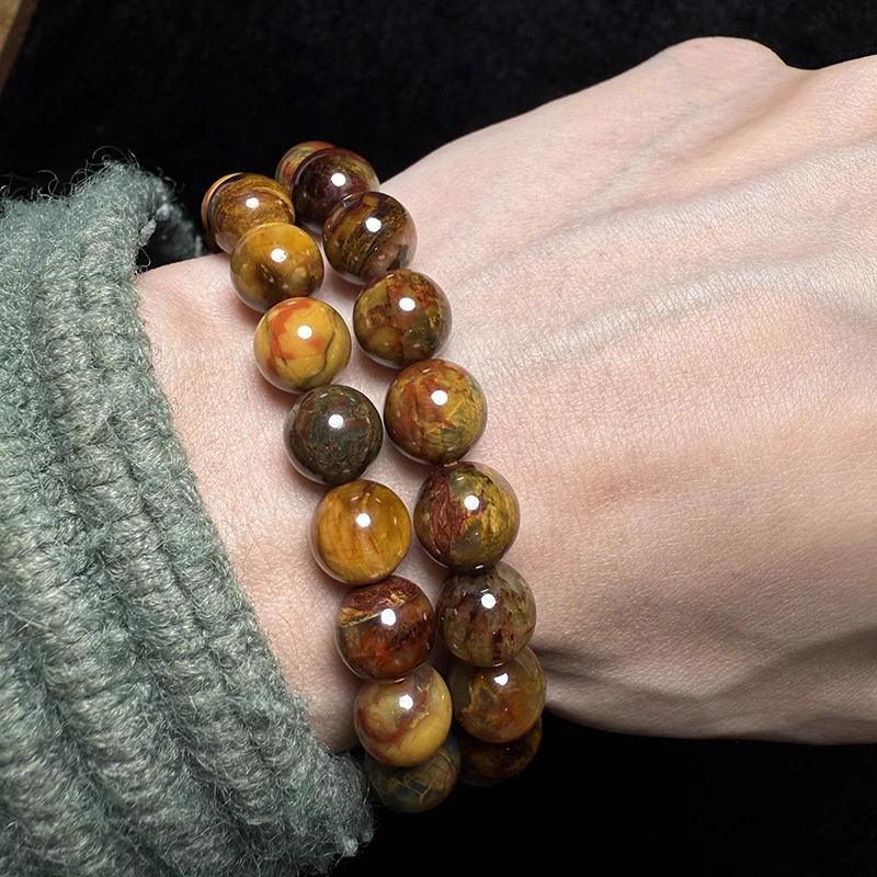 Prestyle Meihan Natürliche Top-Katzenaugen-Namibia-Phoenix-Pietersit-Glatt-Rundperlen-Steinarmband für Schmuckherstellung und Design – Detail 3