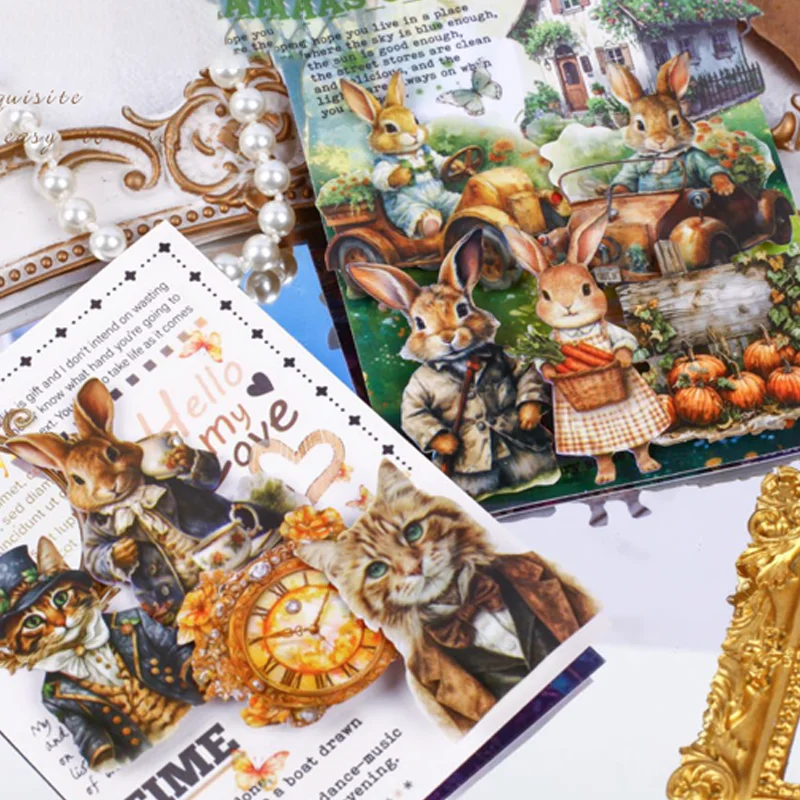 

Mr. Paper Cartoon Animal Stickers 20 sheets/pack Cute Rabbit Cat PET Cutable Stickers Home Handbooks Mobile DIY Decoration Gifts