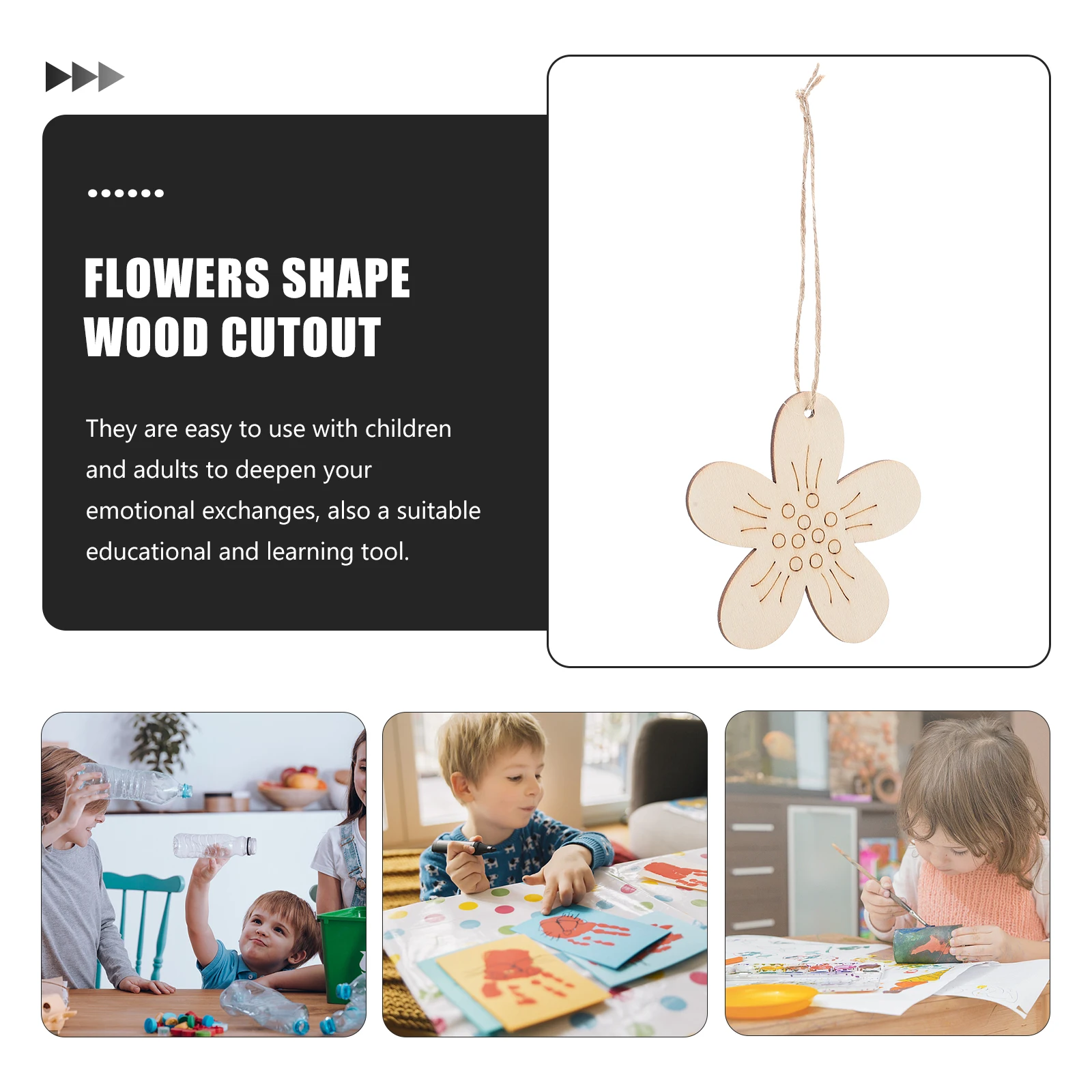 

40pcs Wooden Flower Shaped Cutouts Blank Unfinished Slices For Diy Crafts Home Decor Educational Projects Natural Wood Pieces