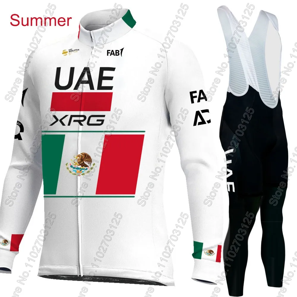 الإمارات العربية المتحدة فريق الدراجات 2026 المكسيك جيرسي مجموعة رجالي كم طويل الصيف الشتاء الملابس الطريق دراجة قمصان دعوى دراجة مريلة السراويل الجبلية #3