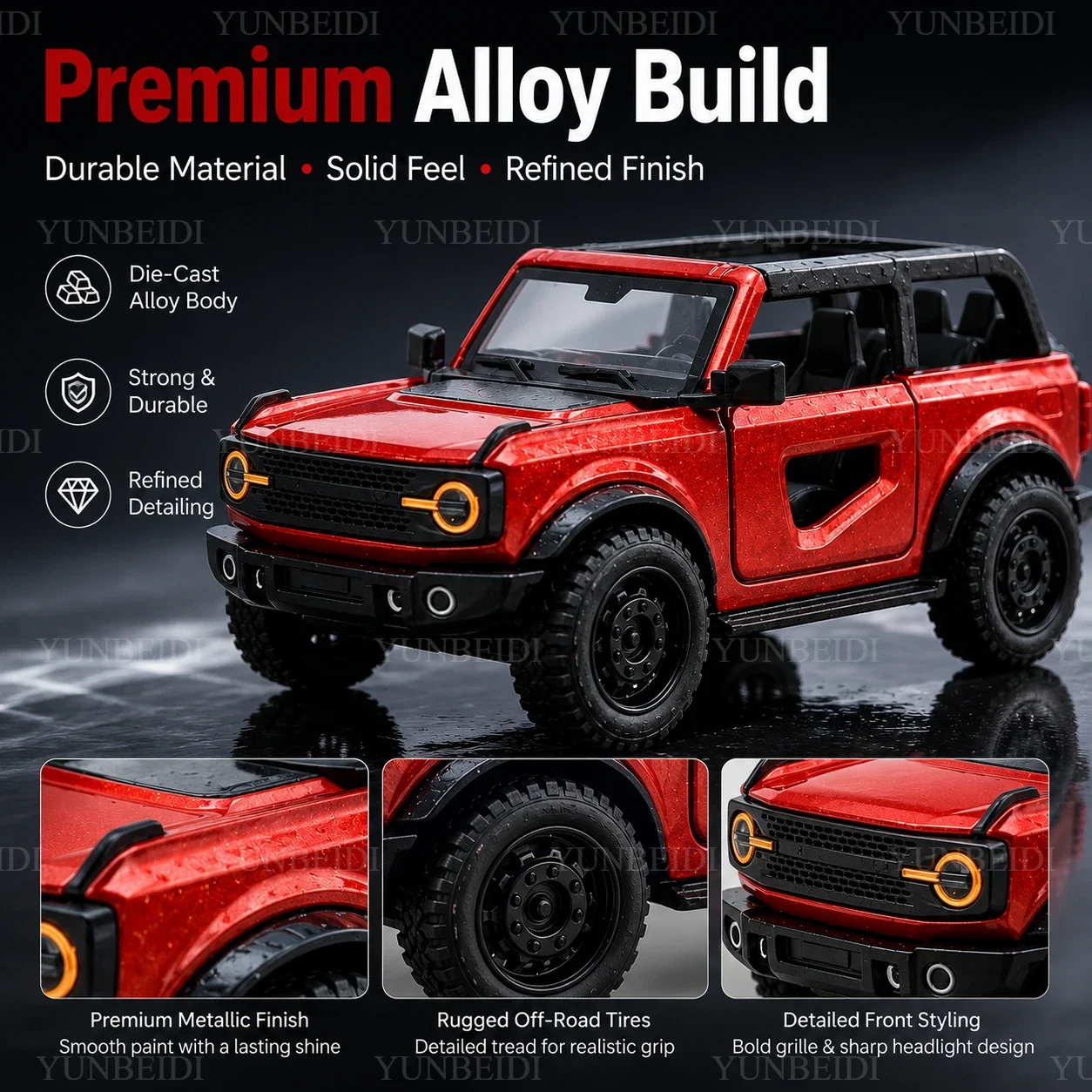 1/36 New Detachable Off-road Vehicle, Foldable Hummer Children's Toy Car Model, Die-cast Metal Material, Powerful Engine Gift image 2