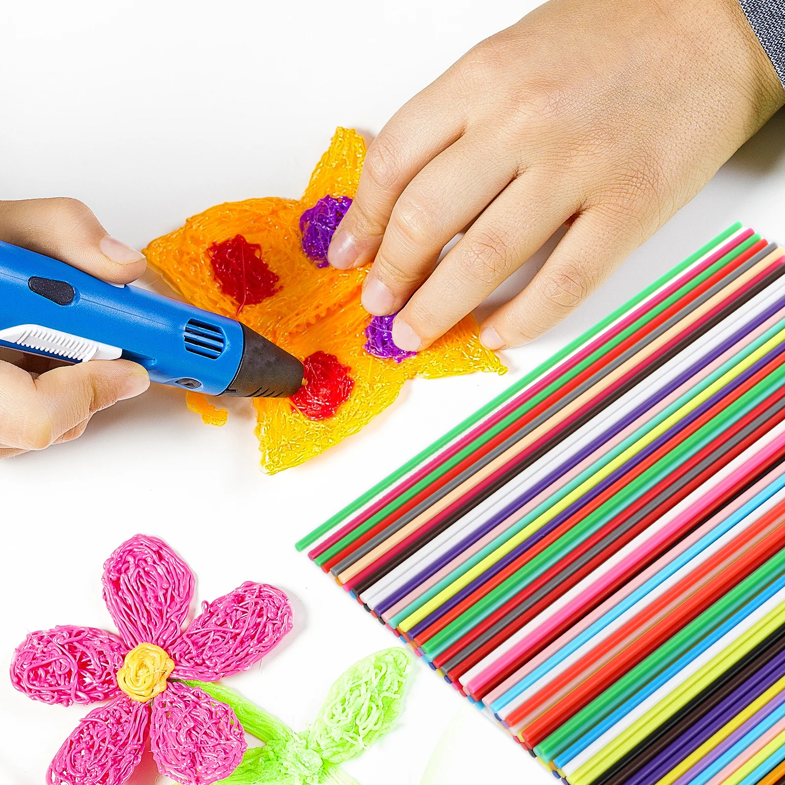 110 Pcs Flexible Filament for 3d Printing Pen Doddle Refills Plastic Spools Doodler Child