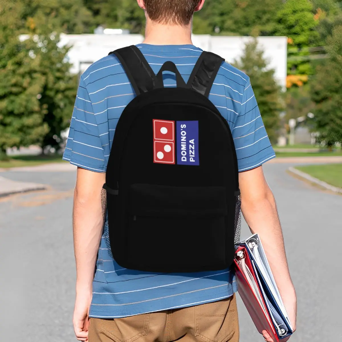 New Design Dominos Pizza Casual Backpack Simple Storage Bag Back to School Office Supplies Cute Stationery