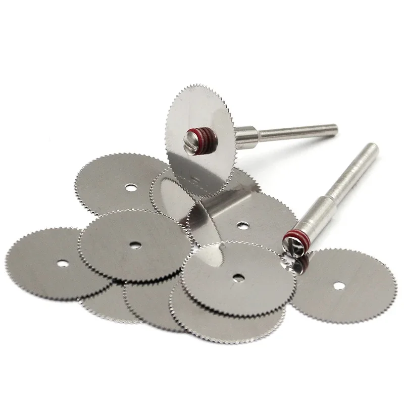 7Pcs/Set Stainless Steel Slice Metal Cutting Disc With 2Pcs 3mm Mandrel For Dremel Rotary Tools 16-32mm Cutting Disc Tool