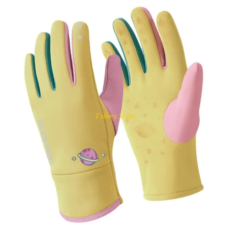 N58F Adjustable Thermals Gloves For Kids Not Slip Silicones Palms Outdoor Snow Activity