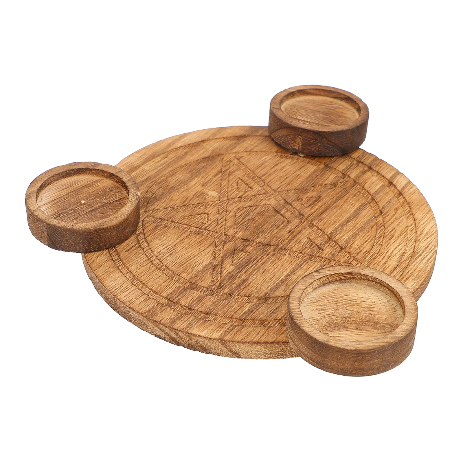 

1Pcs Wooden Altar Candlestick Pentagram Holder Decorative Pentacle Stand for Home Living Room Ritual Ceremony Tarot