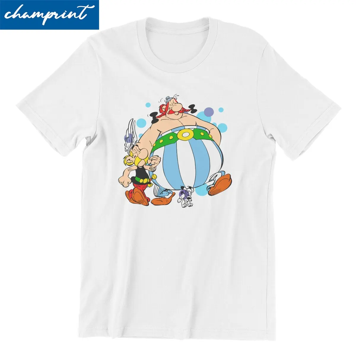 Obelix And Dogmatix Asterix Cartoon T-Shirts Men Anime Vintage 100% Cotton Tee Shirt Short Sleeve T Shirt Plus Size Clothing