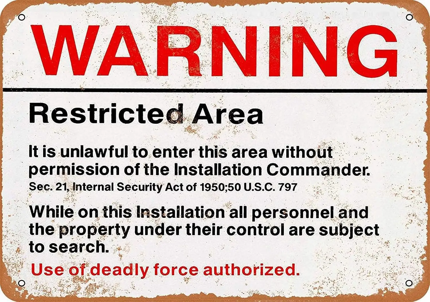 Metal Sign - Warning Restricted Military Area 51 - Vintage Wall Decor Art-aluminum sign