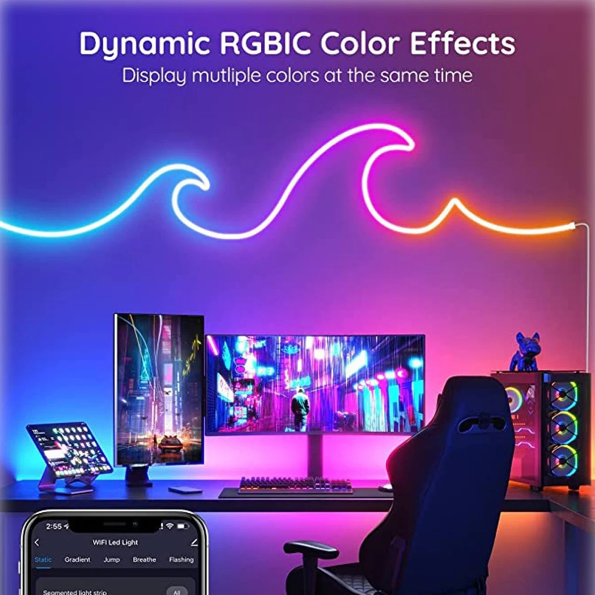 1M/2M/3M/5M 적외선 블루투스 USB 다채로운 LED 라이트 스트립 USB 인터페이스 유연한 적응형 인테리어 장식 조명