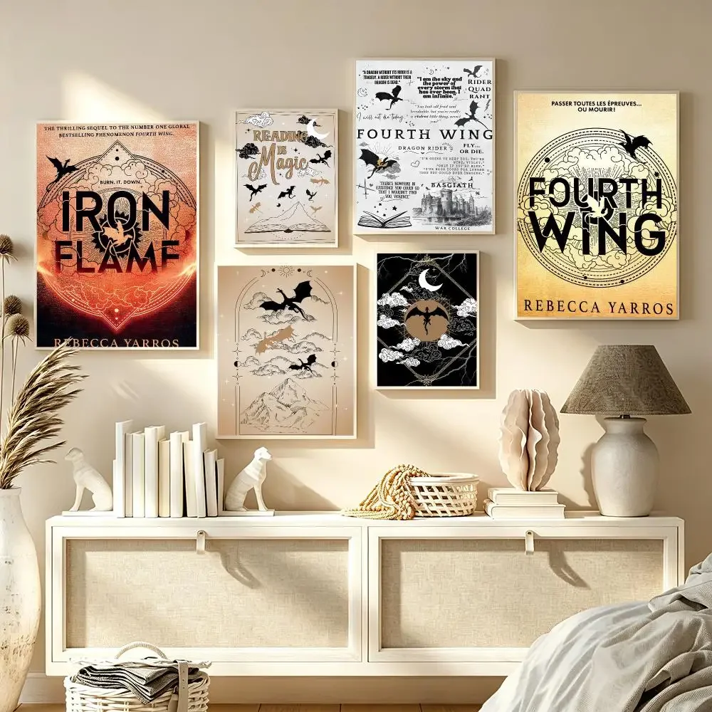 Classic Novel F-Fourth Wing Painting Calligraphy Canvas Wall Art Print for Bedroom Living Room Cafe Office Home Decor Picture