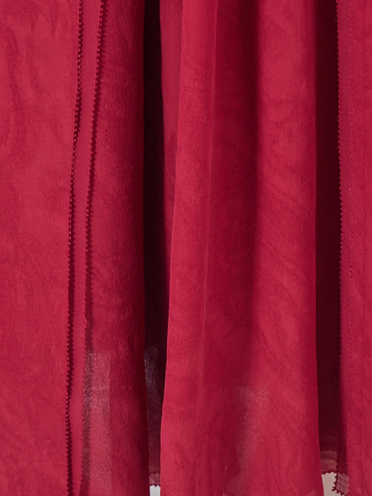 VOA 100% moerbeizijde Georgette jacquard Ankara rode off-shoulder jurk met lange mouwen en kralenAE2762