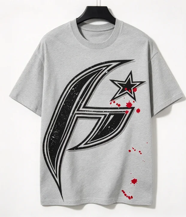 2026 new Grunge Star Abstract Symbol Graphic T Shirt Unisex Black Short Sleeve Tee Streetwear Casual Loose Daily Top
